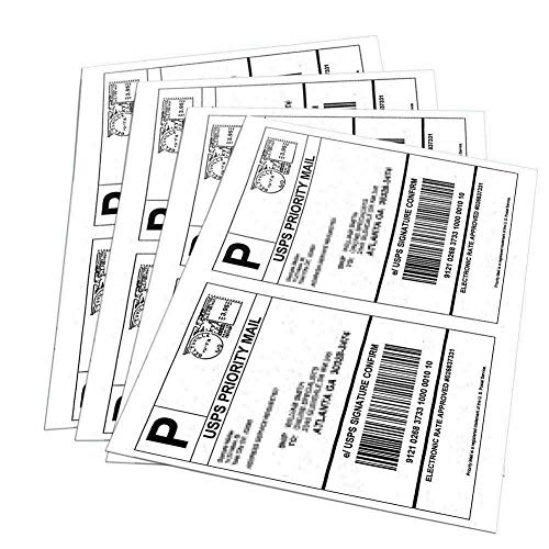 Half Sheet Self Adhesive Shipping Labels for Laser & Inkjet Printers, 200 Count (BL-G8511-100)