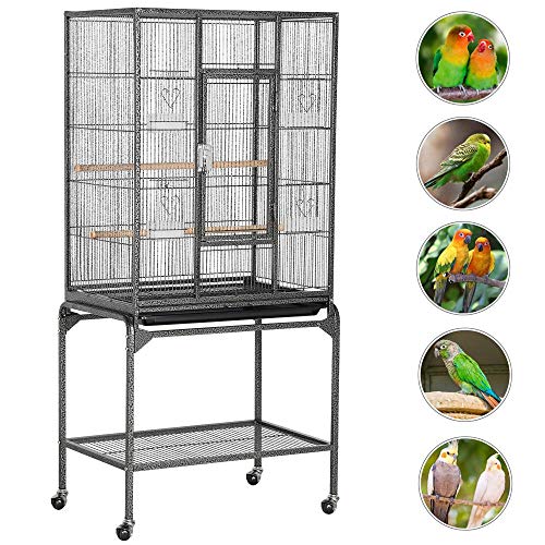 Topeakmart 53.7-inch Bird Cage with Stand Wrought Iron Construction Pet Bird Cage Play Top Parrot Cockatiel Conure Parakeet Budgie Finches Birdcage