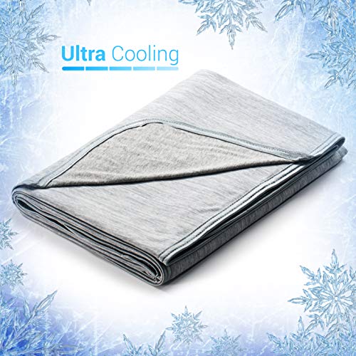 Elegear Revolutionary Queen Size Cooling Blanket Absorbs Body Heat to Keep Adults, Children, Babies Cool on Warm Nights. Japanese Q-Max 0.4 Cooling Fiber,100% Cotton Backing Blanket- Grey, 78'x86'