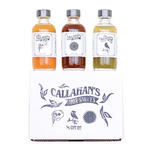 Callahan's 2 oz Gourmet Hot Sauce Gift Set - Poblano, Habanero, & Black Pepper Chipotle.