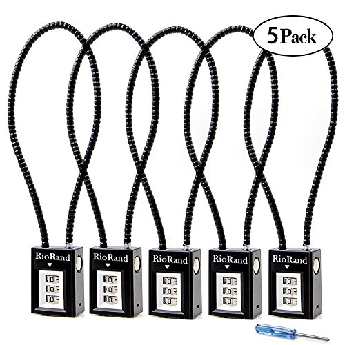 Trigger Lock 3 Digit Combination 15 Inch Gun Cable Lock Pack 5 Fits Pistols Hand Gun Rifles Bb Gun Shotguns (5PCS)