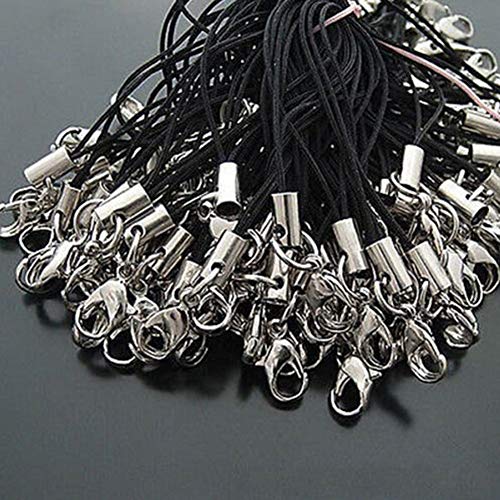 Fashionclubs 2.56' 200pcs/set Black Lanyard Lobster Clasp Lariat Cord Strap for Cellphone