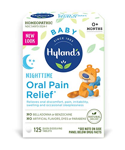 Hyland's Baby Nighttime Oral Pain Relief Tablets with Chamomilla, Soothing Natural Relief of Oral Discomfort, Irritability, and Swelling 125 Count