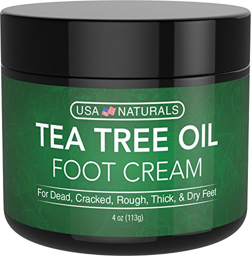 Tea Tree Oil Foot Cream - Instantly Hydrates and Moisturizes Cracked or Callused Feet - Rapid Relief Heel Cream - Antifungal Treatment Helps & Soothes Irritated Skin, Athletes Foot, Body Acne (4oz)