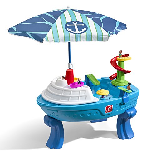 Step2 Fiesta Cruise Sand & Water Table with Umbrella | Kids Outdoor Play Table