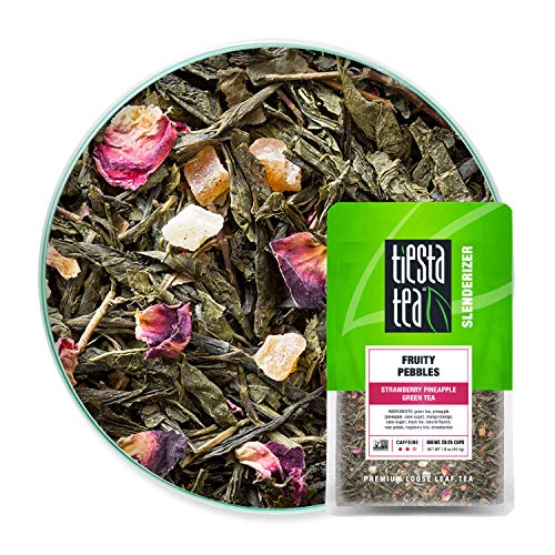 Tiesta Tea - Fruity Pebbles, Loose Leaf Strawberry Pineapple Green Tea, Medium Caffeine, Hot & Iced Tea, 1.6 oz Pouch - 25 Cups, Natural, Green Tea Loose Leaf