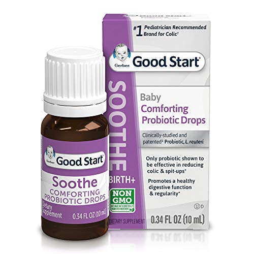 Gerber Soothe Baby Everyday Probiotic Drops for Newborn, Infants, Baby, & Toddlers, Colic, Spit-Up, & Digestive Health, #1 Pediatrician Recommended, 0.34 Fl Oz