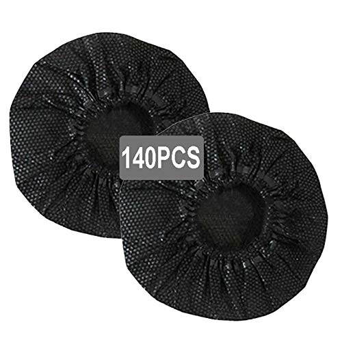 140 Pieces Disposable Microphone Cover Non-Woven Microphone Cover Windscreen Mic Cover Protective Cap for KTV Recording Room News Gathering, 3 Inch (Black)