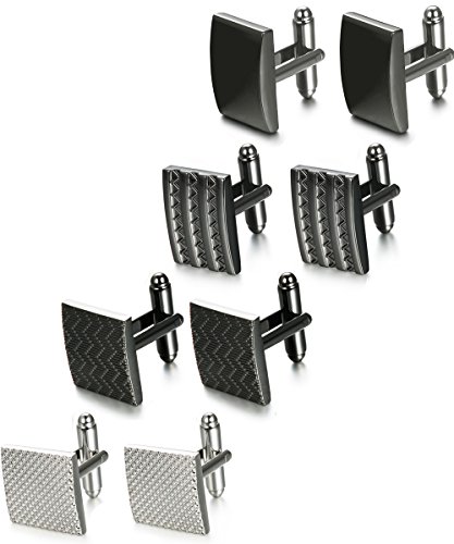 FIBO STEEL 4 Pairs Wedding Business Classic Cufflinks for Men Unique Cufflink Set Mens