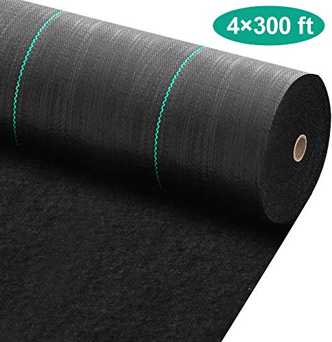 Amagabeli 5.8oz 4ft x 300ft Weed Barrier Landscape Fabric Heavy Duty Ground Cover Weed Cloth Geotextile Fabric Durable Driveway Cover Garden Lawn Fabric Outdoor Weed Mat