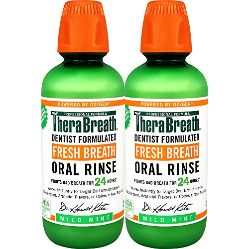 TheraBreath Fresh Breath Oral Rinse, Mild Mint, 16oz Bottle (Pack of Two)
