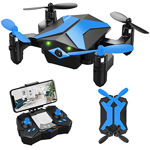 Drone for Kids - Attop Drones with Camera for Kids, AR Game Mode RC Mini Drone w App Gravity Voice Control Trajectory Flight Altitude Hold 360°Flip Kids Drone Foldable and Portable-Blue