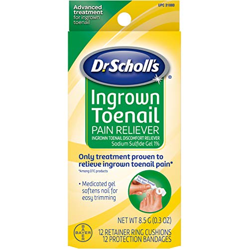 Dr. Scholl's Ingrown Toenail Pain Reliever, 0.3oz // Medicated Gel Softens Nails for Easy Trimming and Foam Ring and Bandage Protect the Affected Area