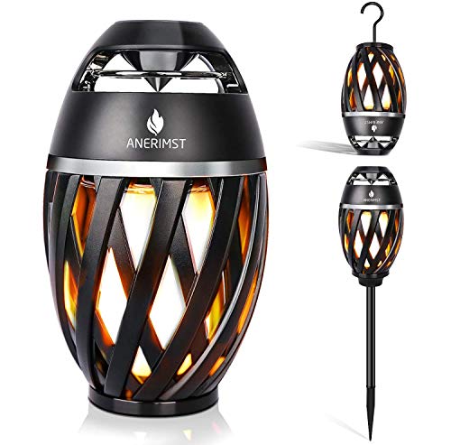 ANERIMST Tiki Torch Waterproof Portable Bluetooth Speaker, Flickering Flame Effect, Led Table Lanterns/Lamp, TWS Supported for Garden Patio, Tiki Torch Stereo Speakers for iPhone/iPad/Android