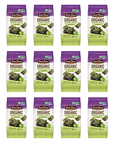 Annie Chun's Organic Seaweed, Wasabi, 0.16-oz (12 Count), Keto, Vegan, & Gluten-Free Snack, America's #1 Selling Seaweed Snacks