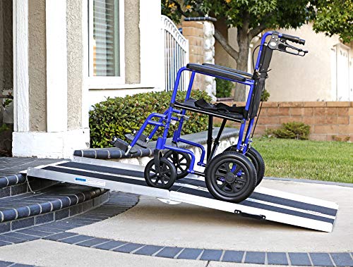 Clevr 6' (72' X 31') Extra Wide Non-Skid Traction Aluminum Wheelchair Scooter Loading Ramp, Lightweight Folding Portable, Holds Up to 600 lbs