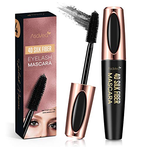 Natural 4D Silk Fiber Lash Mascara, Lengthening and Thick, Long Lasting, Waterproof & Smudge-Proof, All Day Exquisitely Lush, Full, Long, Thick, Smudge-Proof Eyelashes