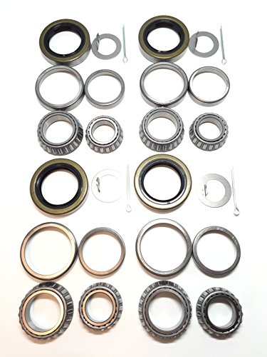 (Set of 4) WPS 3500# Trailer Tandem Axle Bearing Kits L68149 L44649 Grease Seal 10-19 I.D. 1.719'' for #84 Spindle