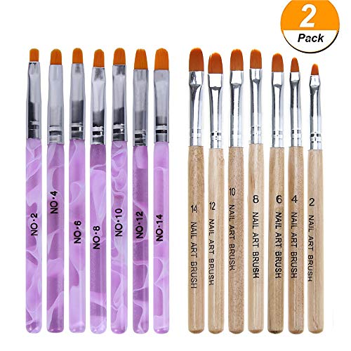 WOKOTO 14 Pcs Nail Brush Pen Set Uv Gel Acrylic Nail Art Tips Builder Brush Nail Painting Brush Pen Kit