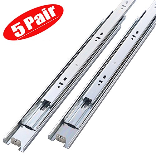 Friho 5 Pair of 18 Inch Hardware Ball Bearing Side Mount Drawer Slides, Full Extension, Available in 12'',14'',16'',18'',20'' Lengths