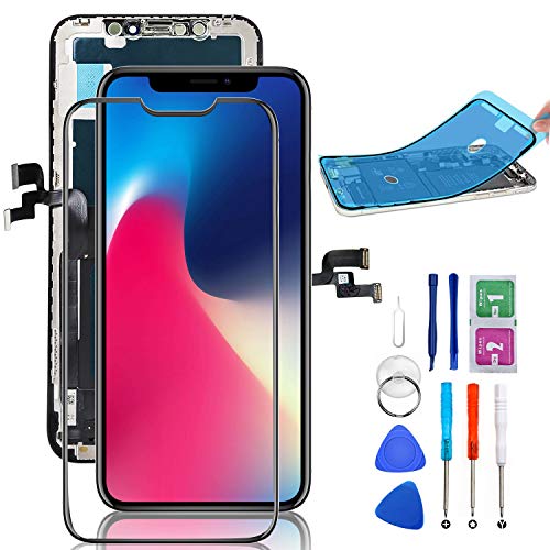 for iPhone X Screen Replacement Repair Kit Assembly with 3D Touch Display Digitizer 5.8 inch with Complete Repair Tools and Screen Protector (Black)
