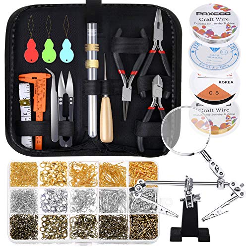 Paxcoo Jewelry Making Supplies Wire Wrapping Kit with Jewelry Beading Tools, Jewelry Wire, Helping Hands and Jewelry Findings for Jewelry Repair, Beading