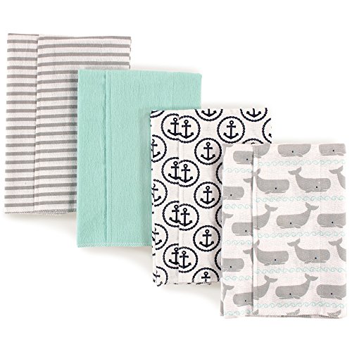 Hudson Baby Unisex Baby Cotton Flannel Burp Cloths, Gray Whale, One Size