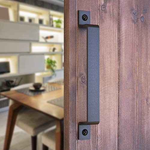 Barn Door Handle Black 10 inch Solid Steel Gate Handle Pull for Sliding Barn Doors Gates Garages Sheds