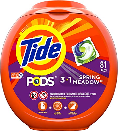 Tide Pods 3 in 1, Laundry Detergent Pacs, Spring Meadow Scent, 81 Count