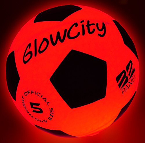 GlowCity Light Up LED Soccer Ball Blazing Red Edition|Glows in The Dark with Hi-Bright LED Lights - Size 5
