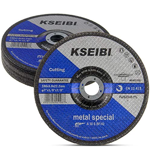 KSEIBI 645108 7-Inch by 1/8-Inch Metal Cutting and Grinding Disc Depressed Center Cut Off Grind Wheel, 7/8-Inch Arbor, 10-Pack