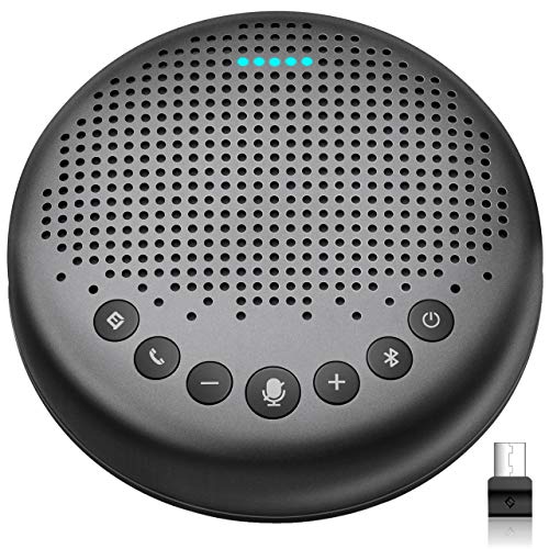 Bluetooth Speakerphone – eMeet Luna Updated AI Noise Reduction Algorithm Featured, Daisy Chain, USB Conference Speaker Phone w/Dongle for Home Office, 360° Voice Pickup for up to 8 People…