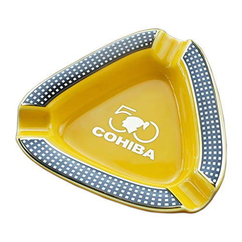 Cigar Ashtray Triangle Montecristo - Large Rest Outdoor Cigars Ashtray for Patio/Outside/Indoor Ashtray (Yellow)