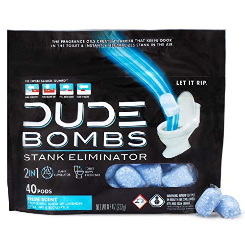 DUDE Bombs Deodorizing Toilet Freshener, Fresh Scent, 40 Pods