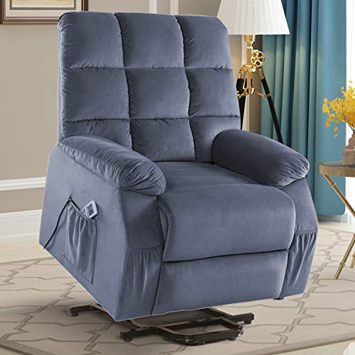 Electric Lift Recliner Chair, Power Heated Massage Reclining Sofa Chairs with Remote Control, Heated System, Lift System, Adjustable Headrest, Extended Legrest and Side Pocket for Elderly, Gray