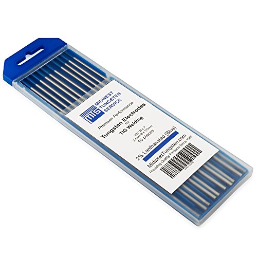 TIG Welding Tungsten Electrodes 2% Lanthanated (Blue, WL20) 10-Pack (3/32')