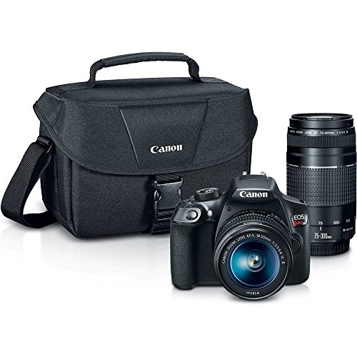 Canon Digital SLR Camera Kit [EOS Rebel T6] with EF-S 18-55mm and EF 75-300mm Zoom Lenses - Black, full-size