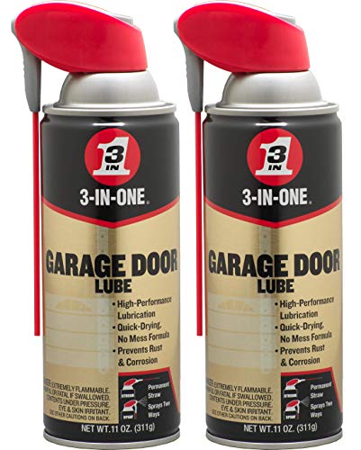3-in-ONEProfessional Garage Door Lubricant with Smart Straw Sprays 2 Ways, 11 OZ Twin Pack, 100584
