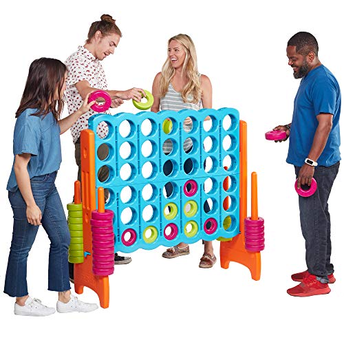 ECR4Kids ELR-12521 Jumbo 4-to-Score Giant Game Set, Backyard Games for Kids, Jumbo Connect-All-4 Game Set, Indoor or Outdoor Game, Adult and Family Fun Game, Easy to Transport, 4 Feet Tall, Vibrant