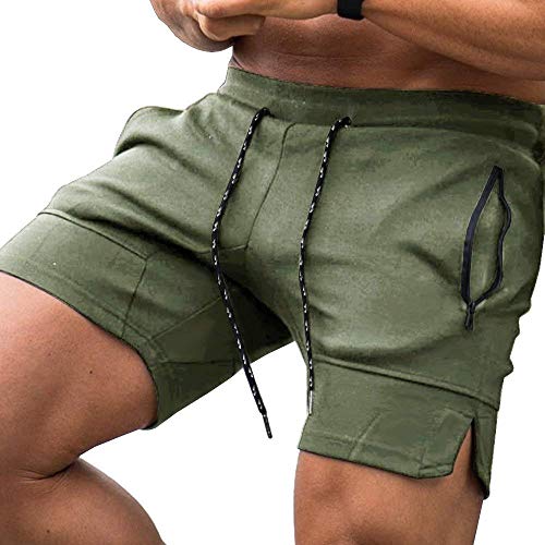 COOFANDY Men's Gym Workout Shorts Weightlifting Squatting Short Fitted Training Bodybuilding Jogger with Pocket Army Green