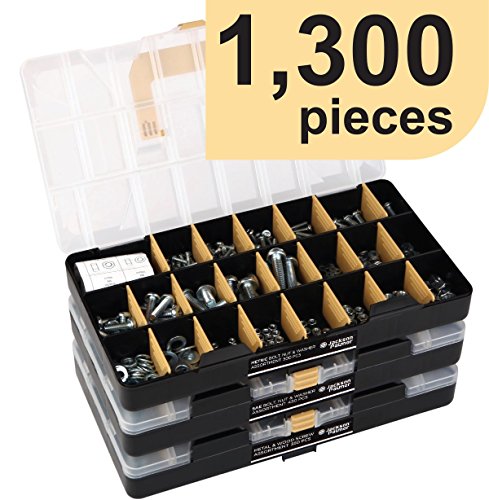 JACKSON PALMER 1,300 Piece Hardware Assortment Kit (3 Trays)