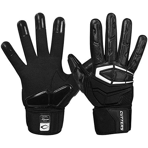 Cutters Lineman Padded Football Glove. Force 3.0 Extreme Grip Football Glove, Flexible Padded Palms & Back of Hand, Adult, 1 Pair, XX-Large, Force 3.0 (NEW), BLACK