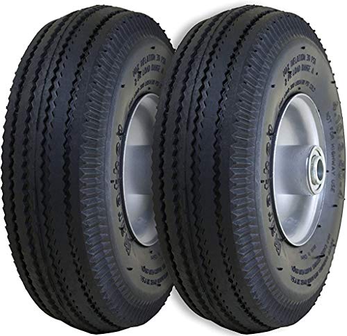 Marathon 2-Pack 4.10/3.50-4' Pneumatic (Air Filled) Hand Truck / All Purpose Utility Tires on Wheels, 2.25' Offset Hub, 5/8' Bearings