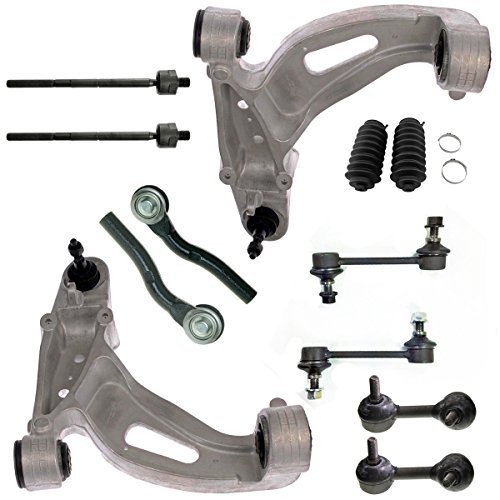 Detroit Axle - Pair (2) Front Lower Control Arm Assemblies w/Ball Joints and Front & Rear Sway Bar End Links & Inner Outer Tie Rod Ends w/Steering Boots - Soft Ride Suspension Only