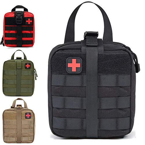 TF TOURFUN First Aid Pouch EMT MOLLE Medical Bags Rip-Away IFAK Tactical Utility Pack Military Emergency Kit for Outdoor Activities Medical Supplies 1000D Nylon (Empty Bag-Black)