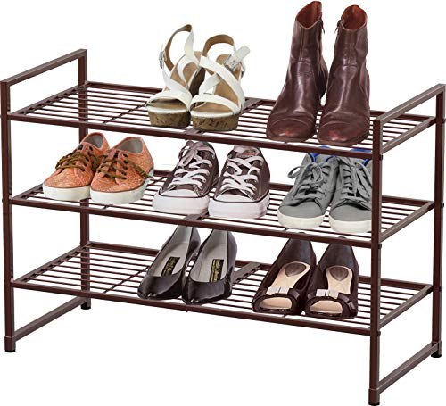 Simple Houseware 3-Tier Stackable Shoes Rack Storage Shelf, Bronze