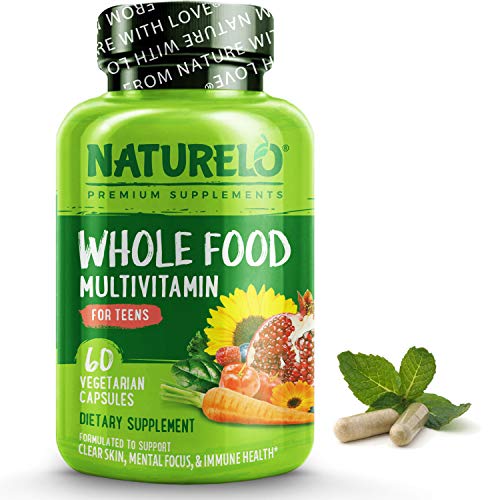 NATURELO Whole Food Multivitamin for Teens - Natural Vitamins & Minerals for Teenage Boys & Girls - Supplement for Active Kids - with Plant Extracts - Non-GMO - Vegan & Vegetarian - 60 Capsules