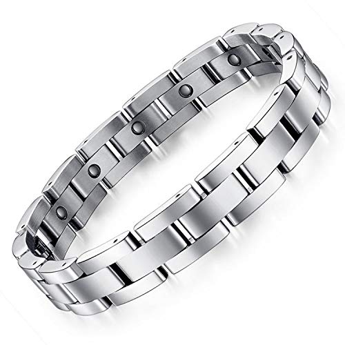 Feraco Magnetic Bracelets for Men Arthritis Pain Relief Sleek Titanium Stainless Steel Magnetic Therapy Bracelet with Removal Tool