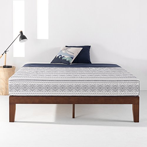 Mellow Naturalista Classic - 12 Inch Solid Wood Platform Bed with Wooden Slats, No Box Spring Needed, Easy Assembly, Queen, Espresso