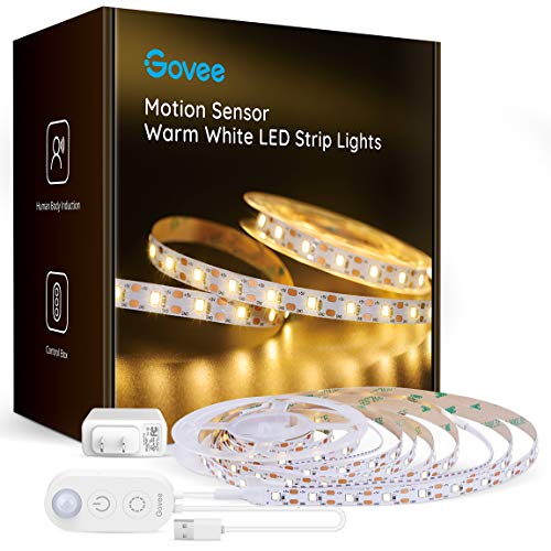 Govee Under Cabinet LED Lighting Kit, 9.8ft Flexible Under Counter Lighting with Motion Sensor and ETL Adapter, Dimmable LED Strip Lights for Kitchen Closet Bookshelf Desk Counter, 3000K Warm White